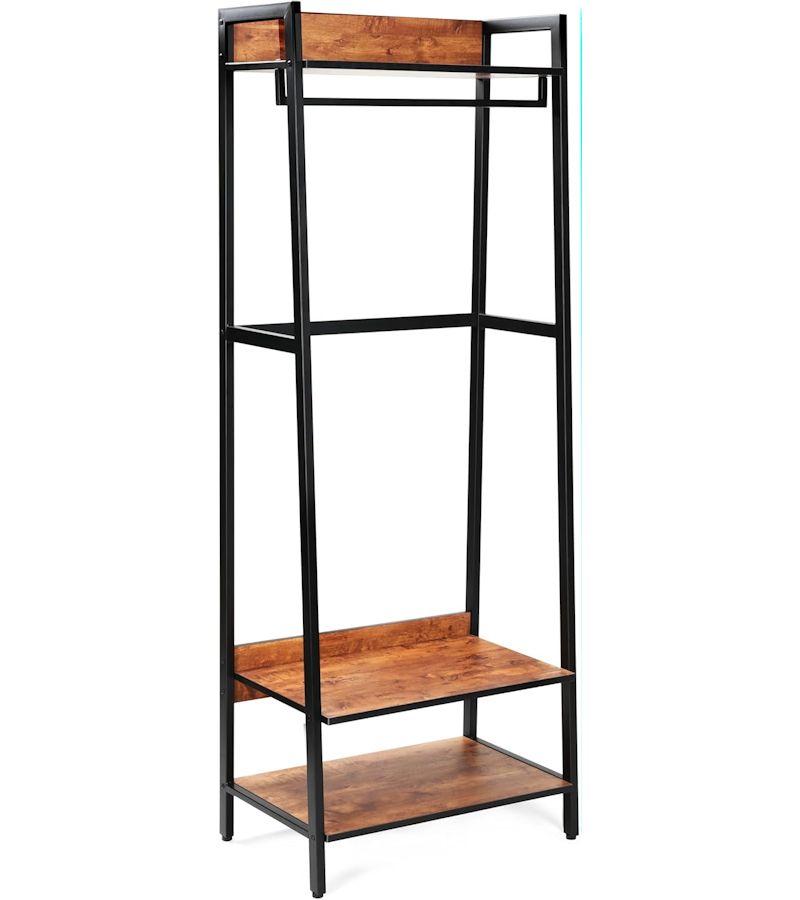 Vestidor metal madera 2 baldas y barra